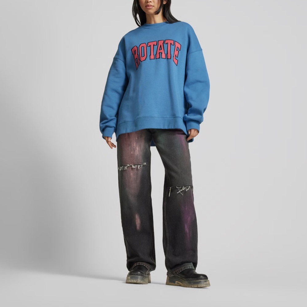 Rotate Birger Christensen Sunday Heavy Sweat Crewneck Blue Size X-Small - Picture 10 of 10